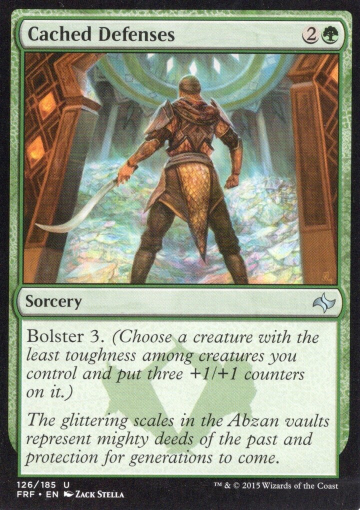 Cached Defenses 2x FOIL FRF MTG Fate Reforged Uncommon MINT green Cached Defenses 2x FOIL FRF MTG Fate Reforged Uncommon MINT green