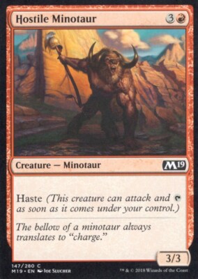 3X HOSTILE MINOTAUR 147/280 CORE SET 2019 M19 MTG MAGIC LP X3