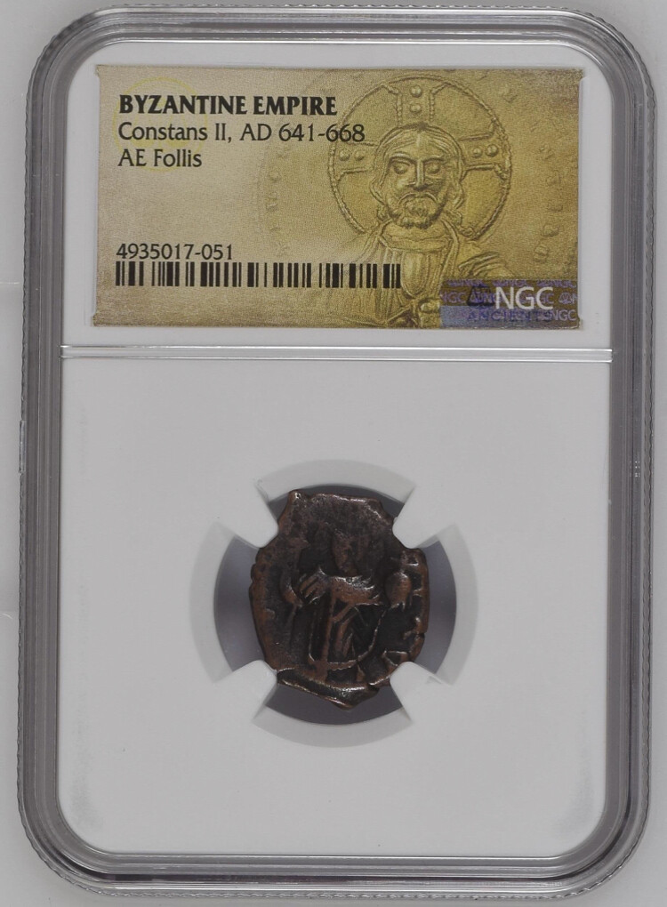 AD 641-668 Byzantine AE Follis NGC – Constans II