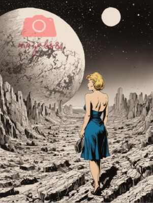 Digital Image Picture Wallpaper Background Desktop AI Art , 2 x Moon Planet
