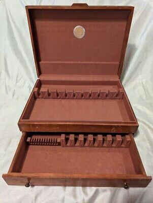 Vintage NAKEN Tarnish Proof Wood Silverware Storage Chest Box w/ Drawer USA