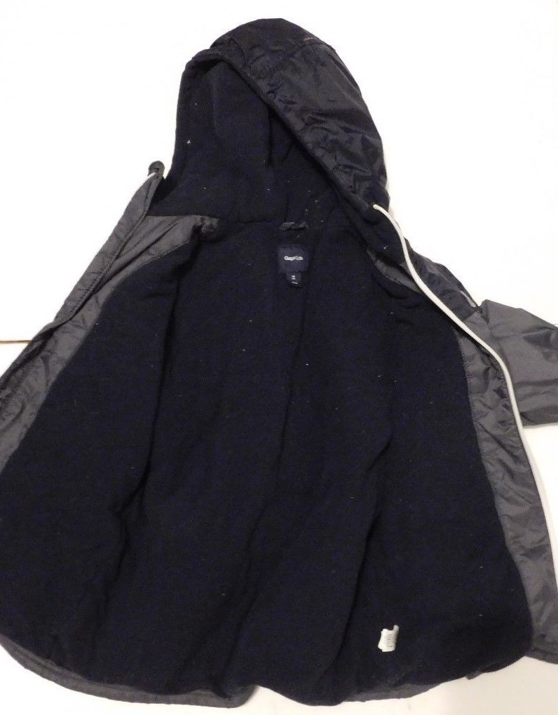 GAP Youth  Kids Gray Letterman Style Winter Jacket Coat Fleece Lined Size 8