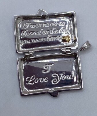 STERLING SILVER DIAMONDS DEAR DAUGHTER LETTER MEMORY LOCKET PENDANT