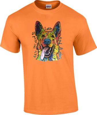 Dean Russo All You Need Is Love And A Dog Patchwork German Shepherd Dog T-Shirt