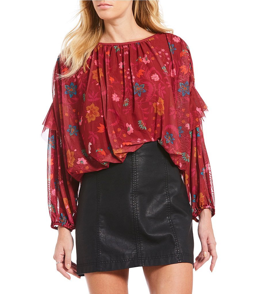 NWT FREE PEOPLE SzXS WILDFLOWER HONEY FLORAL LONG SLEEVE