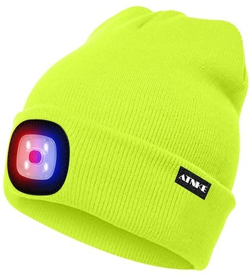 ATNKE Bright LED Lighted Beanie cap Unisex Ricaricabile Beam Hat Red e Blue Glow