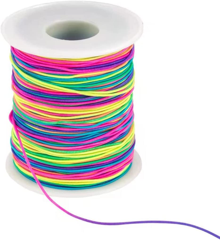 100m Elastic Beading Cord 1mm Rainbow Stretch String for Bracelets & Jewelry Mak