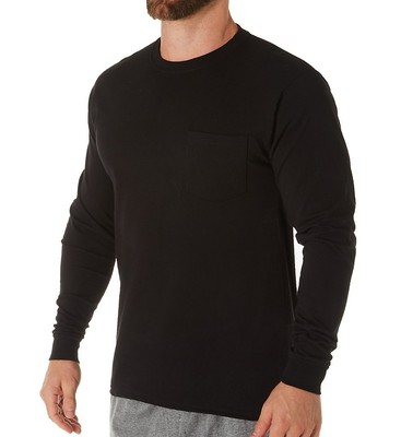 Hanes 5596 100% Cotton Long Sleeve Pocket T-Shirt
