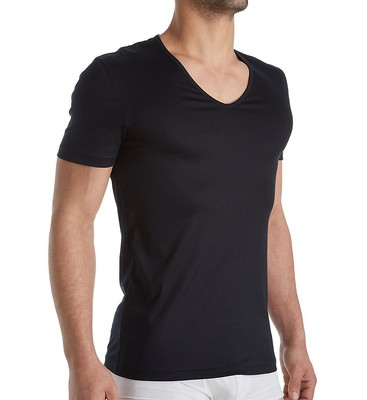 Pre-owned Zimmerli 2861442 Sea Island Luxury Cotton V Neck T-shirt In Black