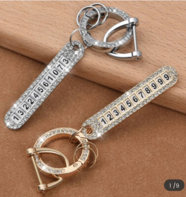Creative Anti-Lost Phone Number Design Pendant Alloy Key Chain GOLD