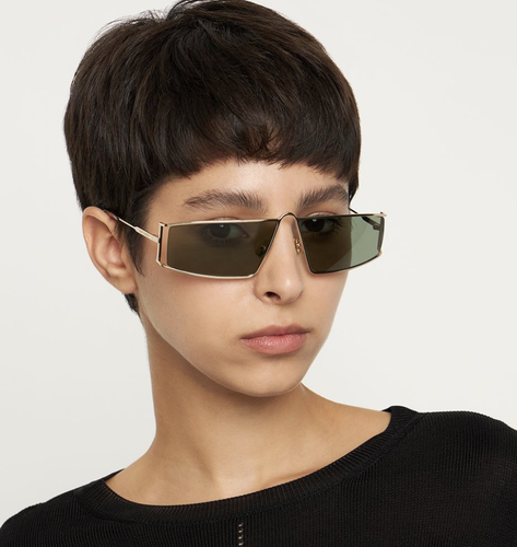 Pre-owned Saint Laurent Yves  Sl-606-004 Gold Sunglasses In Green