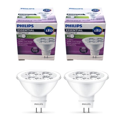 Philips 5W MR16 Essential LED 6500K Lamp Spotlight 12V Bulb GU5.3 = 50W 2PCS