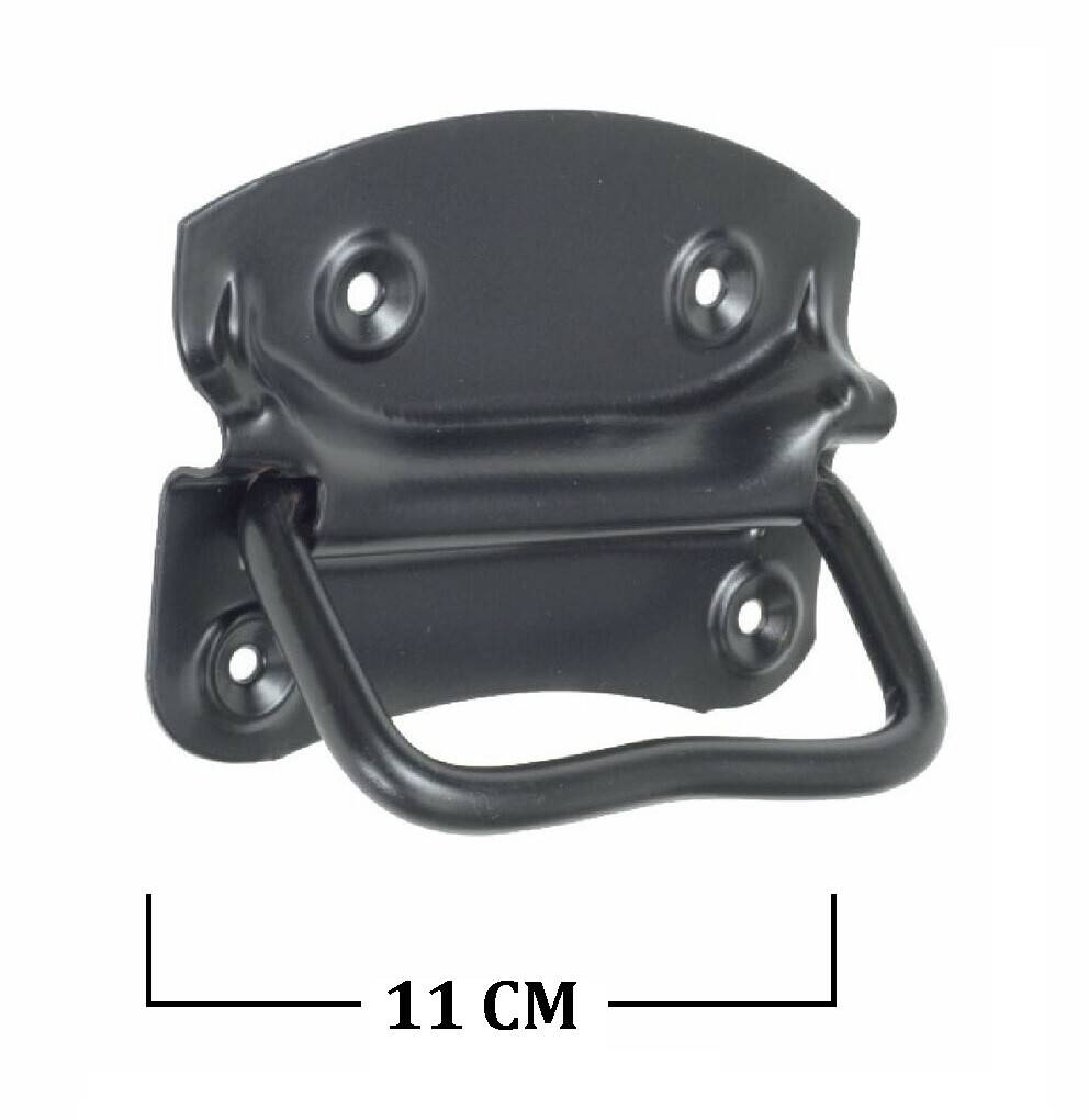 MANIGLIA TIPO AMERICANA PER BAULE CASSA CASSE PANCA ANTIQUARIATO IN FERRO NERA