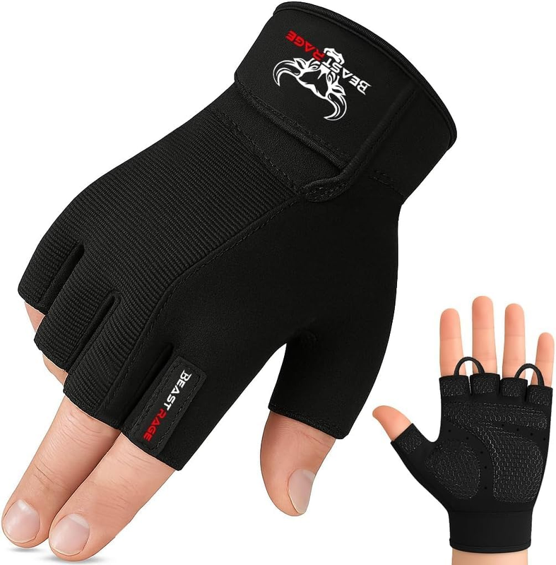 Workout Gloves Anti-Slip Palm Grip Half Finger Gym Weight Lifting Men Women