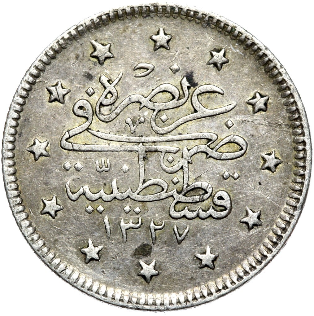 Ottoman Empire Turkey - Mehmed V - 2 Kurus 1915 - AH 1327