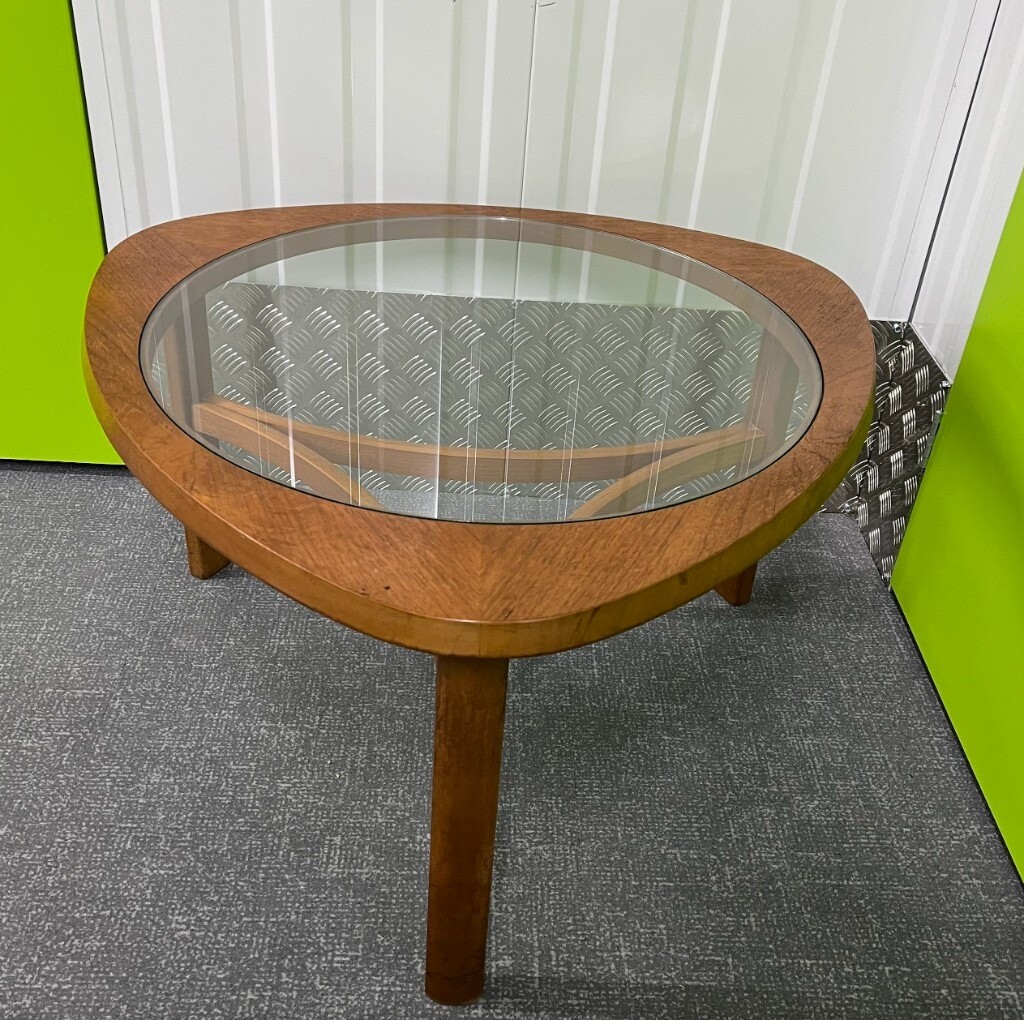 Mid 20th Century 1960s Triangular Astro Side Nathan Teak Glass Top