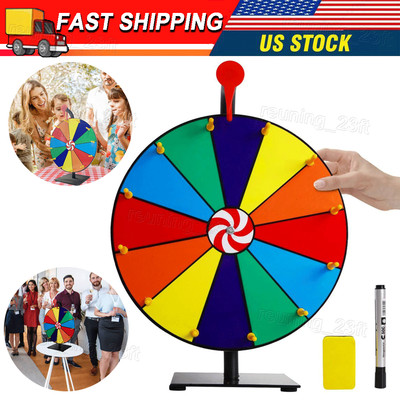12-Slots Prize Wheel Fortune Spinning Roulette Tabletop Wheel Stand Pen Eraser