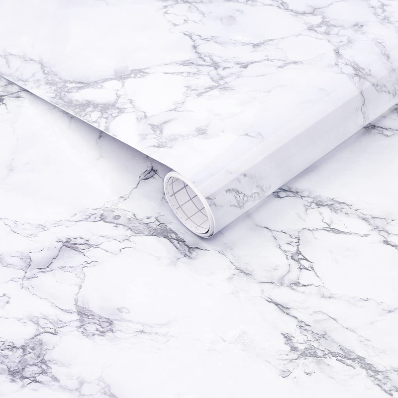 Marble Contact Paper Peel and Stick Wallpaper White Self Adhes...