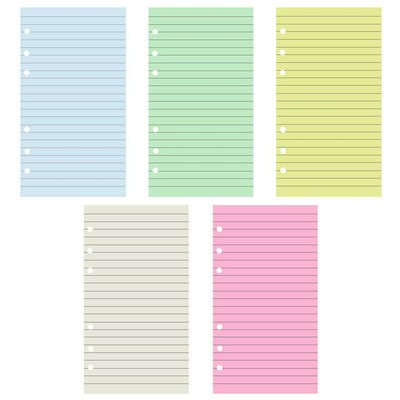 Colorful 6-Hole Ruled Refills Inserts 5-Color Loose Leaf Planner Filler Paper...