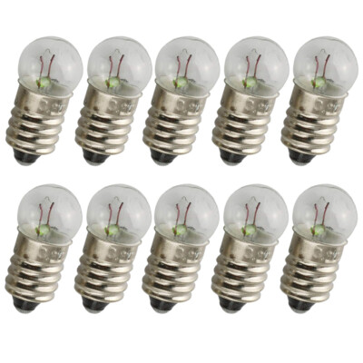 Miniature E10 Screw Bulb #123 lamp 1.25V 0.30A For 1-Cell Flashlight 10 Pack