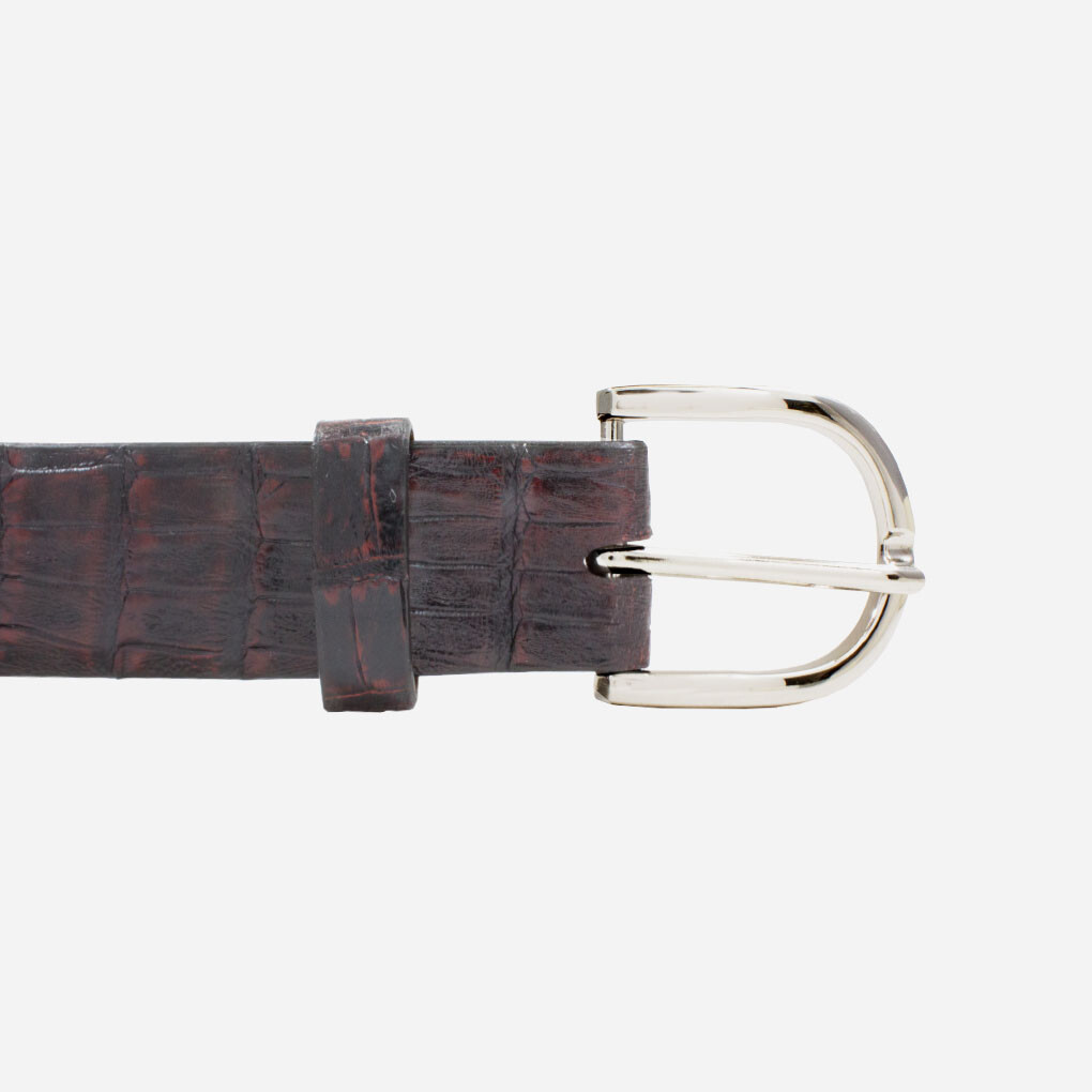 Pre-owned Handmade Genuine Black Cherry Alligator Double Tail Leather Belt (made In U.s.a) In Multicolor