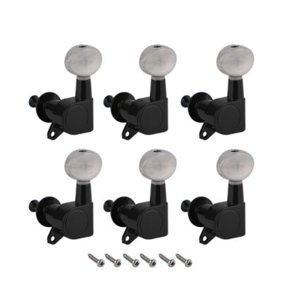 Set 6L Left Handed Guitar Tuning Pegs Machine Heads Tuners Body White Button