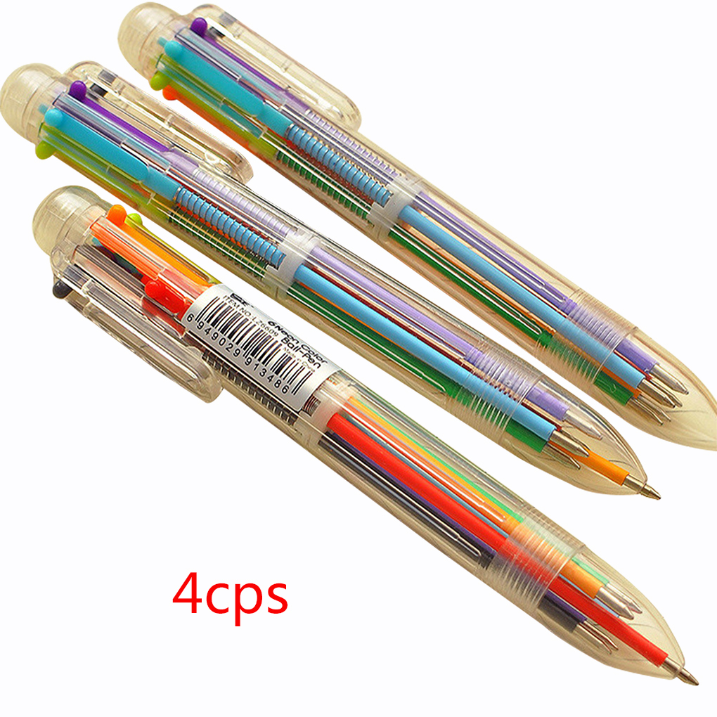 4pcs 6 Colours In 1 Pen Multicolor Ball Point Pen School Office