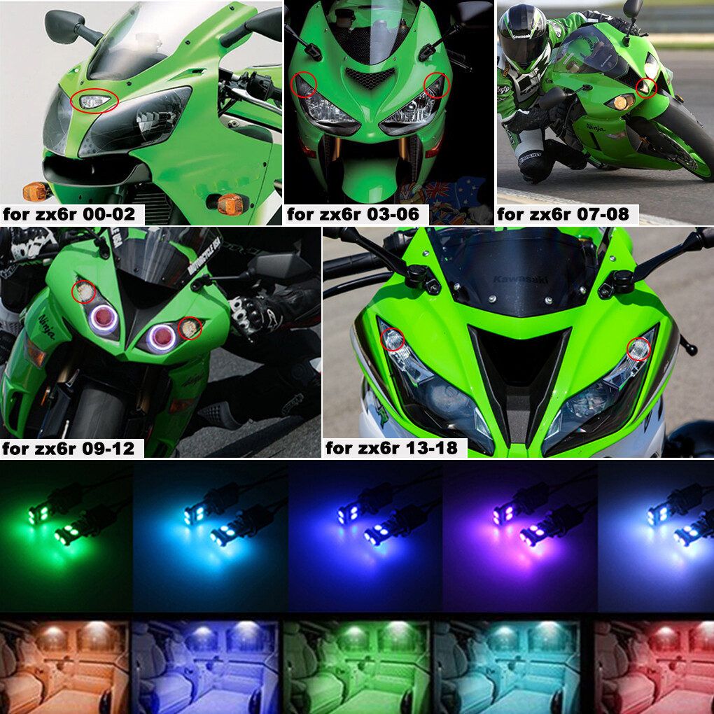 RGB LED Headlight Pilot Park Lights For Kawasaki zx10r KRT
