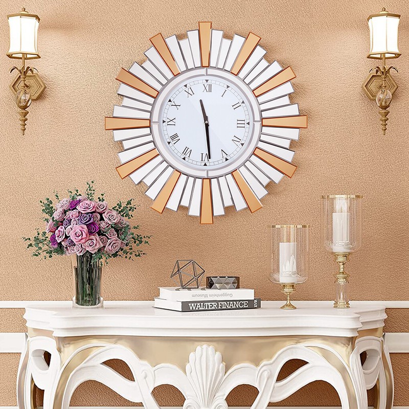 High-end Decor Quartz Wall Clock Oversized Mirrored Finish Roman Numeral