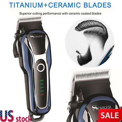 Professional Electric Hair Trimmer Clipper Men Shaver Barber Haircut LCD...