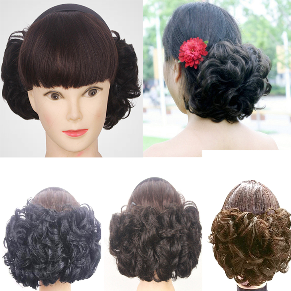 Natural Ladies Curly Hair Ponytail Wigs Hair Make Up Natural Ladies Curly Hair Ponytail Wigs Hair Make Up