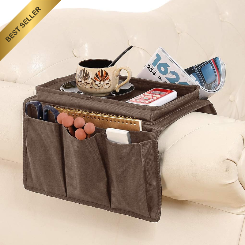 Sofa Armrest Organizer with Cup Holder Tray Chair Arm TV Remote Holder for Recli