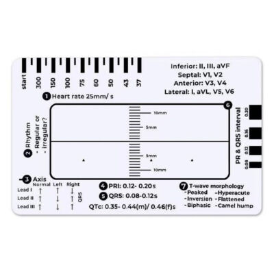 ECG/EKG 7 Step Ruler Card For ECG/EKG Interpretation Portable ECG EKG-Card Ruler