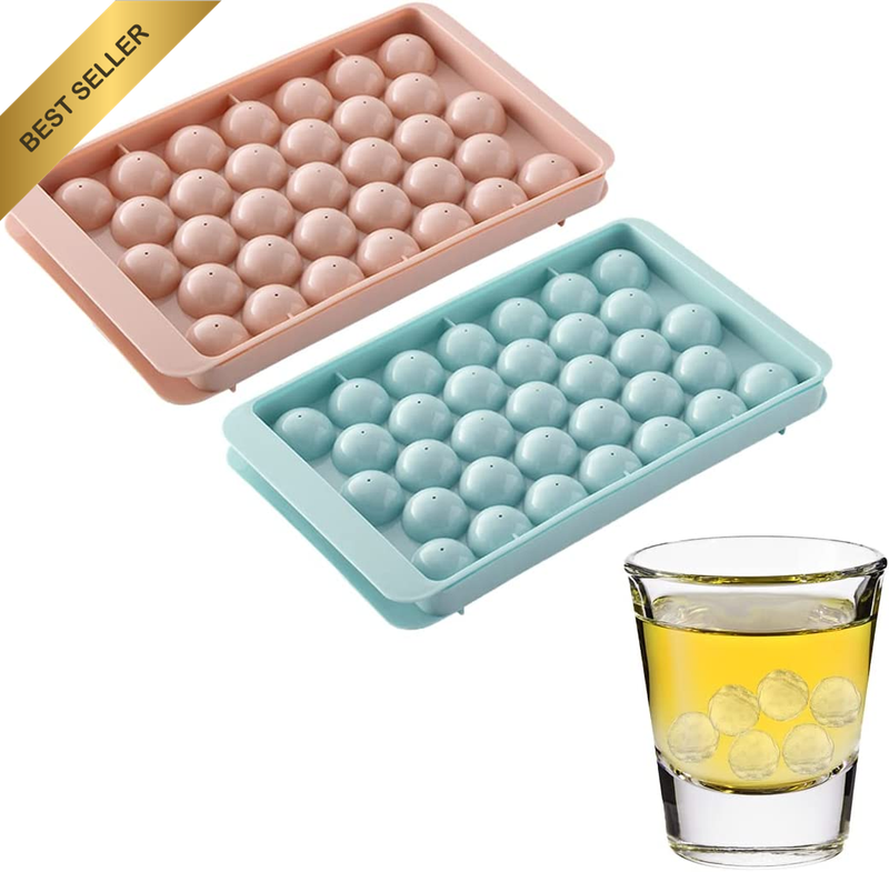 Round Ice Cube Tray, 2 PCS Mini Ice Cube Mold Easy Release Circle Ice Ball Maker