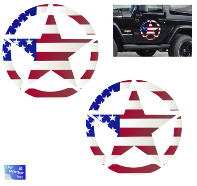 Lot de 2 autocollants USA Star rétro US Army Star America étoile (R16/6)