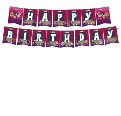 All Theme Happy Birthday Banner Kids Party Decor Disney Baby Shark Spiderman