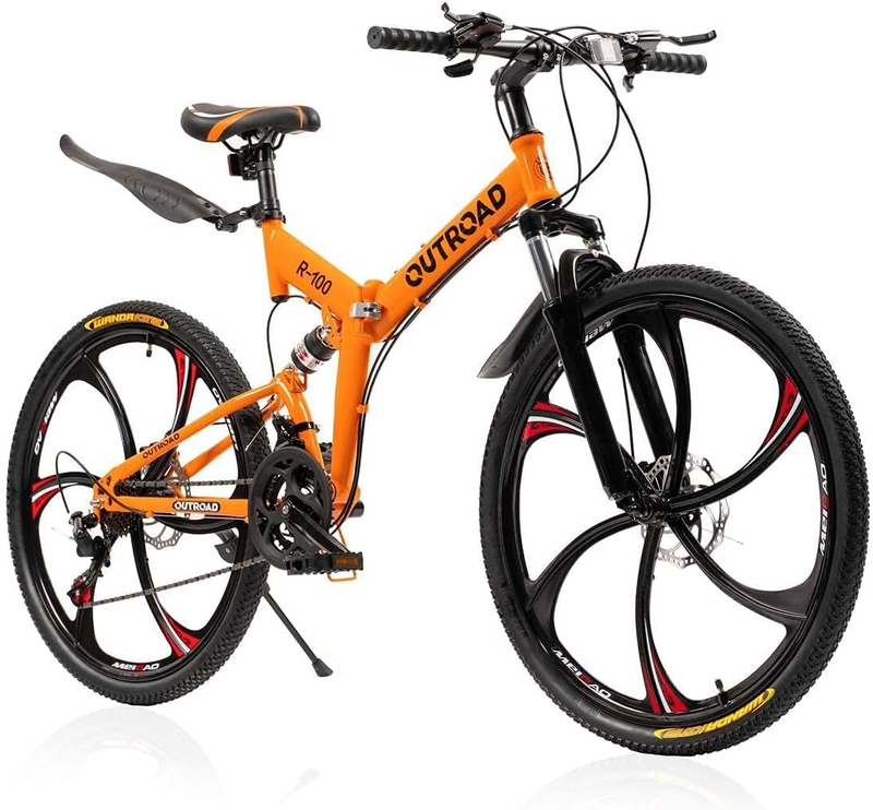 26 Inch Folding Mountain Bike, Mens and Womens, Carbon Steel Frame and 21 Speed,