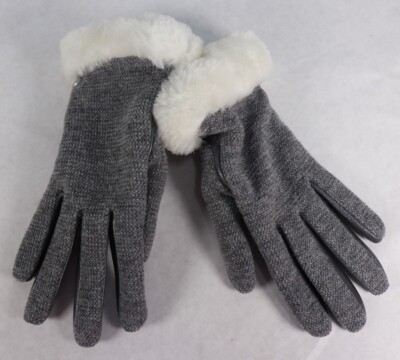 Ugg Women's Fabric Leather Shorty Glove Light Grey Size Small $110 New