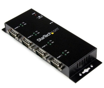 StarTech 4 Port USB to DB9 RS232 Serial Adapter Hub �V Industrial DIN Rail - TAA