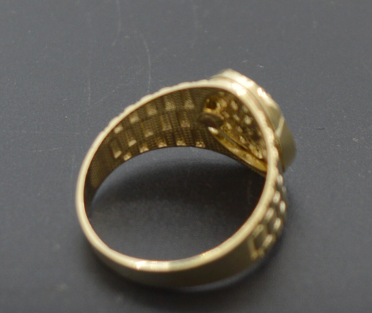 Pre-owned Pinky Real Solid 10k Yellow Gold Mens  Railroad Oval Ring Cz 13mm All Sizes