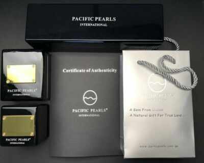 Pre-owned Pacific Pearls® Genuine Tahitian 11 Mm Diamond Black Classic Pearl Stud Earrings