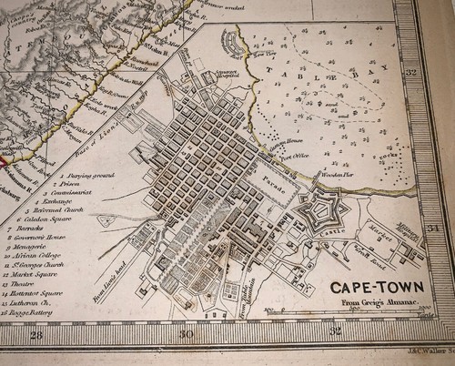 1834 Baldwin Cradock Map South Africa Landmarks Genuine Antique