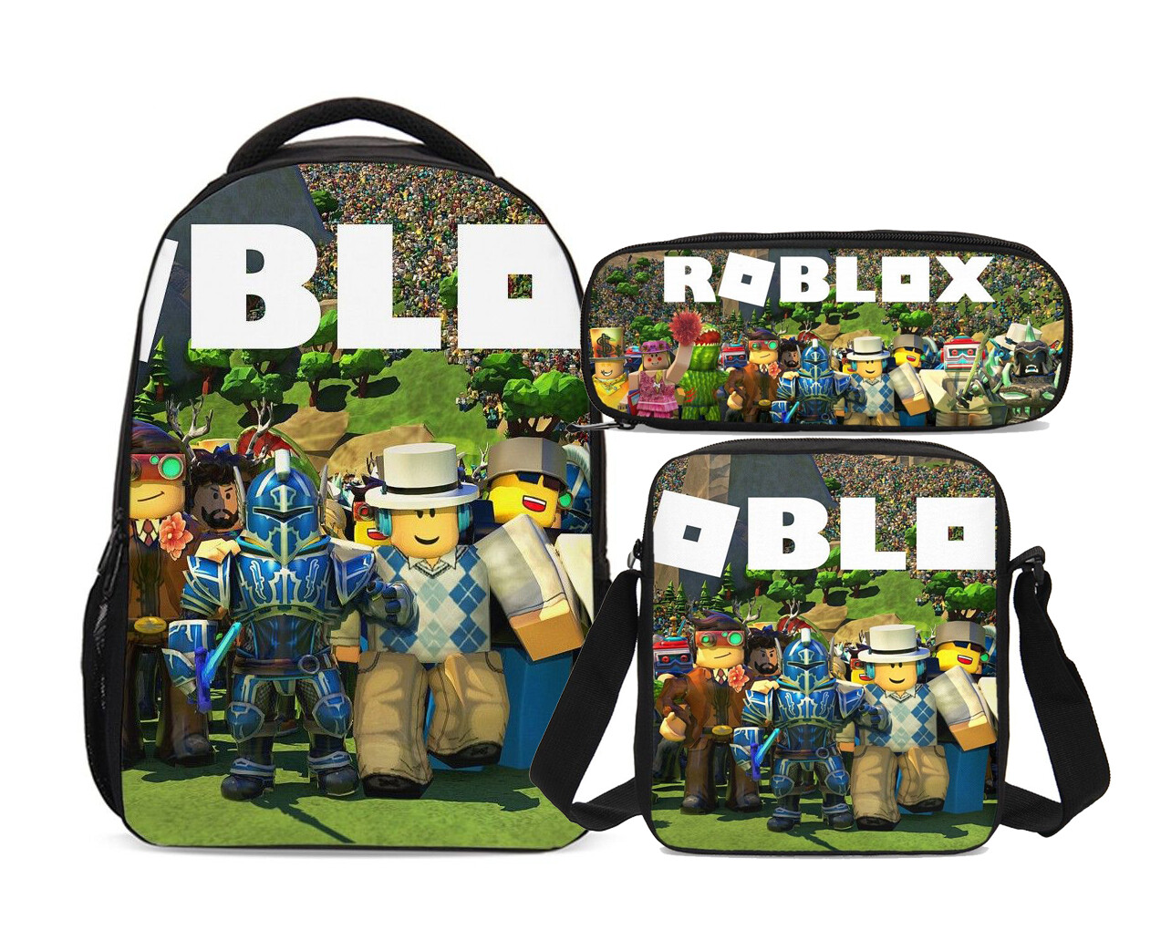 Roblox Kids Backpack Cross Body Messenger Bag Pencil Case Boys Schoolbag Set Lot - roblox pencil