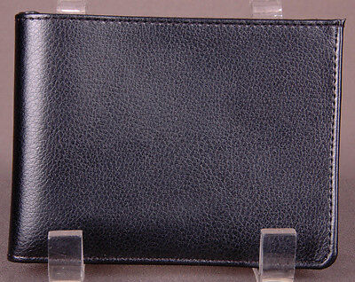 Genuine Leather Wallet-Black-Billfold-Bi Fold-Money Cash Clean...