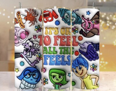 Inside Out Movie Cartoon Inspired Tumbler 20oz Cup Mug Stainless
