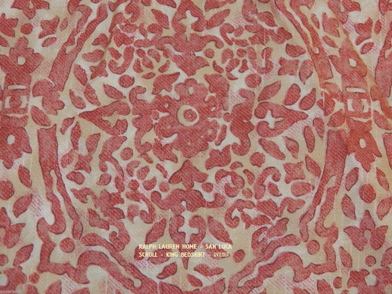 Ralph Lauren Home King Bed Skirt San Luca Scroll Rust Orange Beige 14