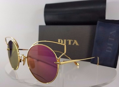 Pre-owned Dita Brand Authentic  Sunglasses Believer 23008-a-gld-52mm Gold Frame In Violet Pink Reflection Mirrored