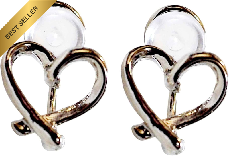 Gold Silver Heart Flower Leaf Butterfly Cherry Clip On Earrings Invisible Non Pi