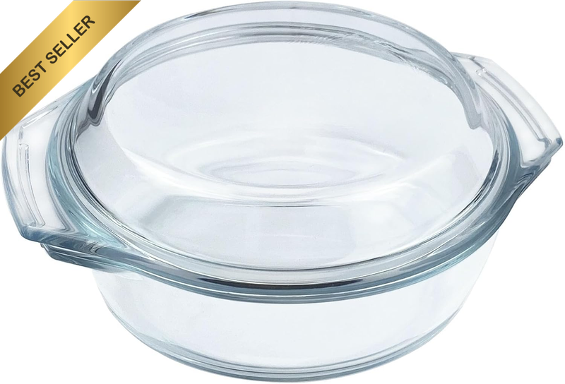 Small Glass Casserole Pan with Lid, 0.7 Liter Microwave Bowl, Oven-Safe for Easy