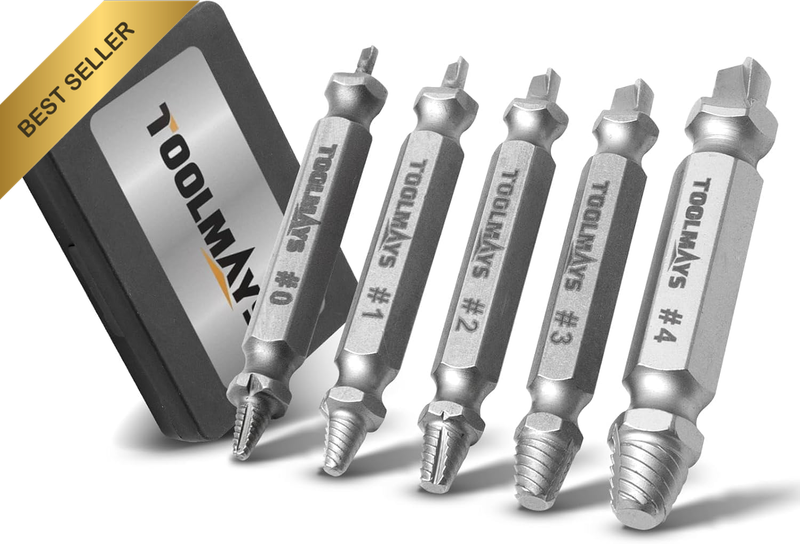 5 PCS Screw Extractor Kit with Drill Bits, 2-12 Mm Range HSS 4341, Rusty & Strip